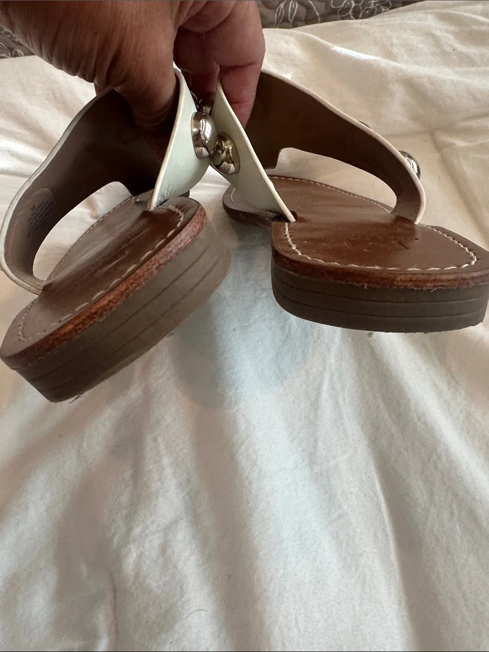 Marc Fisher White Studded Thong Sandals - Women
